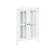 Bathroom Furniture-Kirkland's Home Wood Two Pane Glass Doors Corner Cabinet White