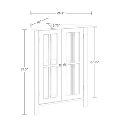Bathroom Furniture-Kirkland's Home Wood Two Pane Glass Doors Corner Cabinet White