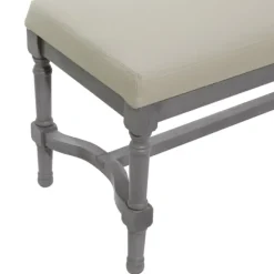 Benches & Ottomans-Kirkland's Home Wood Upholstered Burlap Seat Bench Gray