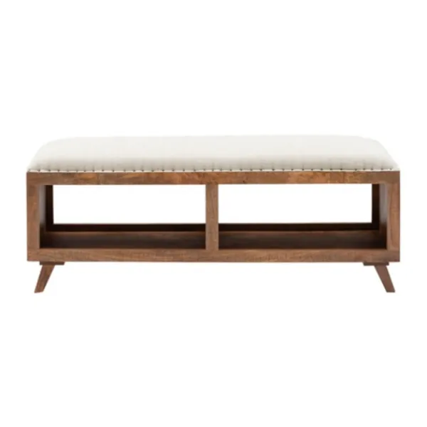 Benches & Ottomans-Kirkland's Home Wood Upholstered Seat Open Storage Bench Brown