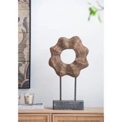 Statues & Figurines-Kirkland's Home Wood Wave Ring Figurine Brown