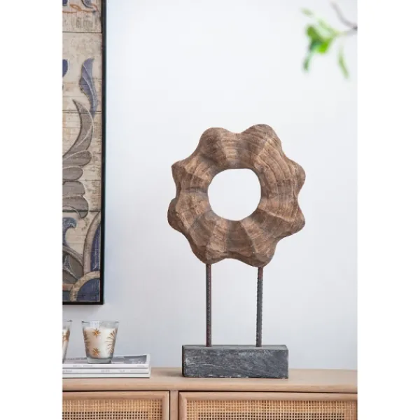 Statues & Figurines-Kirkland's Home Wood Wave Ring Figurine Brown
