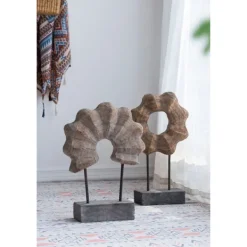 Statues & Figurines-Kirkland's Home Wood Wave Ring Figurine Brown