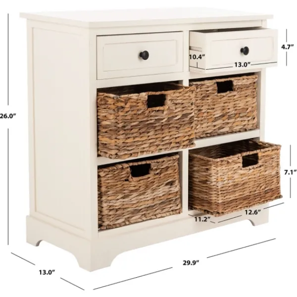 Cabinets & Sideboards-Kirkland's Home Wood Woven Baskets Cabinet White
