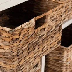 Cabinets & Sideboards-Kirkland's Home Wood Woven Baskets Cabinet White