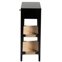 Console Tables-Kirkland's Home Wood Woven Shelves Console Table Black