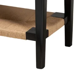 Console Tables-Kirkland's Home Wood Woven Shelves Console Table Black