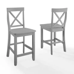 Bar Stools & Counter Height Stools-Kirkland's Home Wood X-Back Counter Stools, Set Of 2 Gray