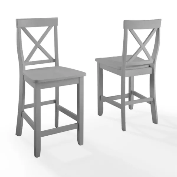 Bar Stools & Counter Height Stools-Kirkland's Home Wood X-Back Counter Stools, Set Of 2 Gray