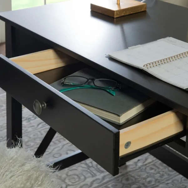 Office Furniture-Kirkland's Home Wood X-Sides Desk Black