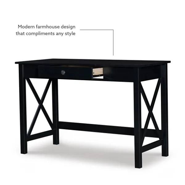 Office Furniture-Kirkland's Home Wood X-Sides Desk Black