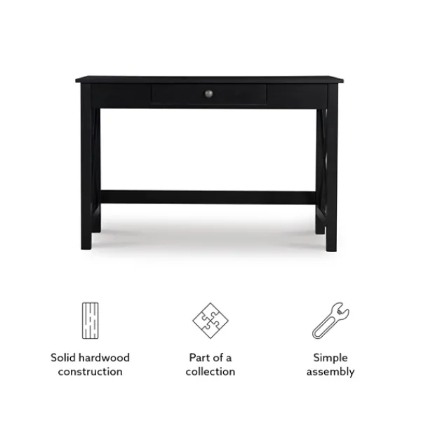 Office Furniture-Kirkland's Home Wood X-Sides Desk Black