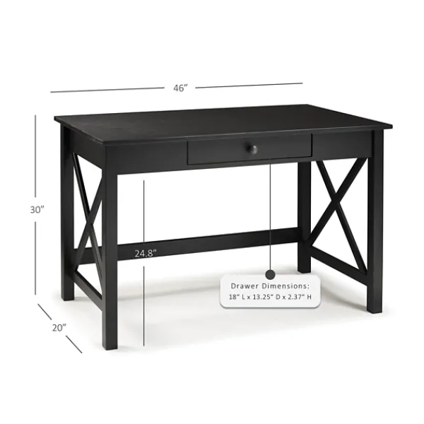 Office Furniture-Kirkland's Home Wood X-Sides Desk Black
