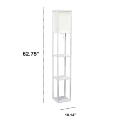Floor Lamps-Kirkland's Home Wooden Column Shelf Floor Lamp White