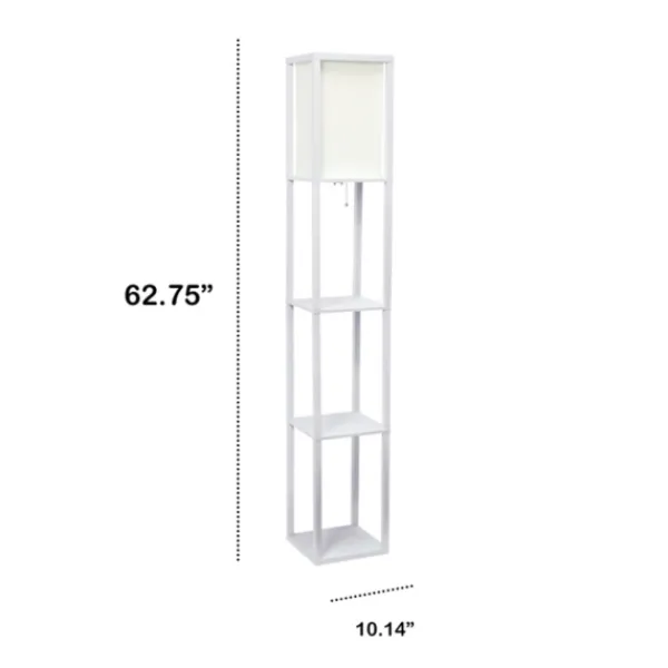 Floor Lamps-Kirkland's Home Wooden Column Shelf Floor Lamp White