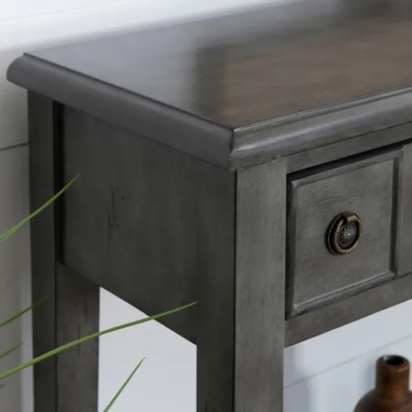 Console Tables-Kirkland's Home Wooden Console Table With Double Drawers Gray