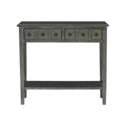 Console Tables-Kirkland's Home Wooden Console Table With Double Drawers Gray