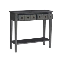 Console Tables-Kirkland's Home Wooden Console Table With Double Drawers Gray