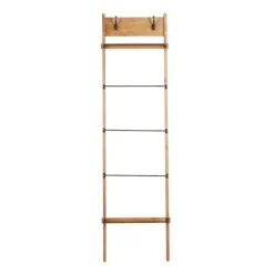 Decorative Accents-Kirkland's Home Wooden Leaning Ladder With Hooks Brown