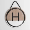 Monogram Wall Decor-Kirkland's Home Wooden Neutral Beaded Monogram H Plaque Tan/Black/White