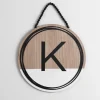 Monogram Wall Decor-Kirkland's Home Wooden Neutral Beaded Monogram K Plaque Tan/Black/White