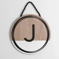 Monogram Wall Decor-Kirkland's Home Wooden Neutral Beaded Monogram J Plaque Tan/Black/White