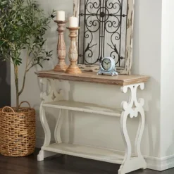 Console Tables-Kirkland's Home Wooden 2-Shelf Console Table White