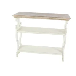 Console Tables-Kirkland's Home Wooden 2-Shelf Console Table White