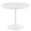 Dining Tables-Kirkland's Home Wooden Top Metal Base Round Dining Table White