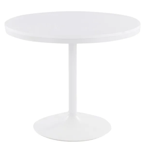 Dining Tables-Kirkland's Home Wooden Top Metal Base Round Dining Table White