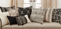 Pillows-Kirkland's Home Woven Black And White Chevron Throw Pillow Black/White