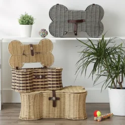 Baskets & Boxes-Kirkland's Home Woven Bone Shaped Basket, 24 In. Gray