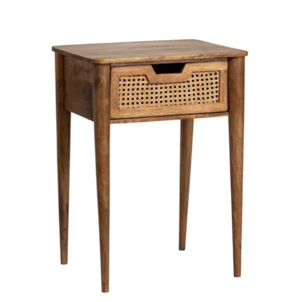 Accent & End Tables-Kirkland's Home Woven Cane And Mango Wood Side Table Brown
