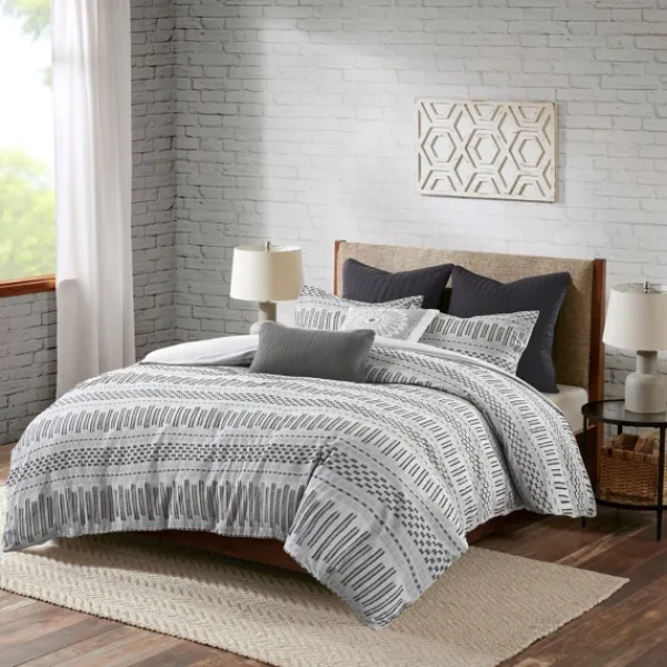 Comforters-Kirkland's Home Woven Jacquard California King Comforter Set Gray