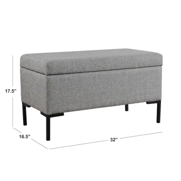 Benches & Ottomans-Kirkland's Home Woven Polyester Storage Bench Gray