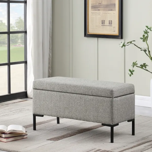 Benches & Ottomans-Kirkland's Home Woven Polyester Storage Bench Gray