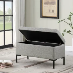 Benches & Ottomans-Kirkland's Home Woven Polyester Storage Bench Gray