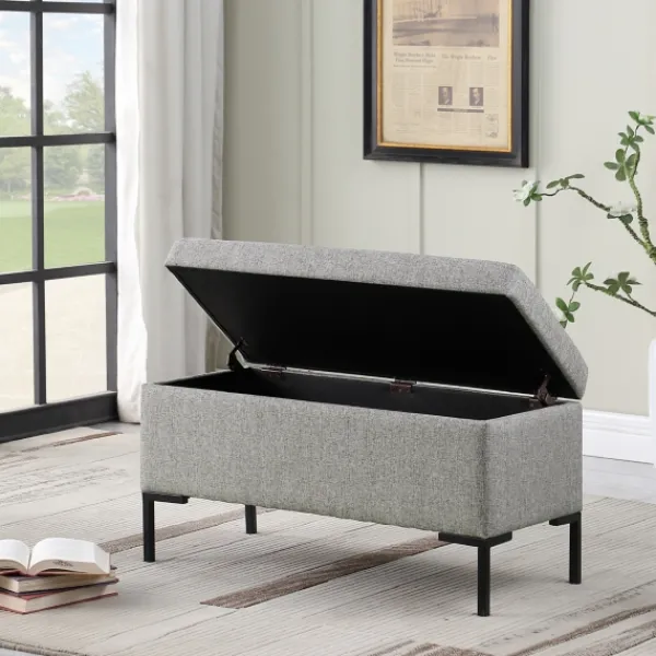 Benches & Ottomans-Kirkland's Home Woven Polyester Storage Bench Gray