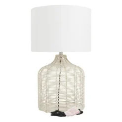 Table Lamps-Kirkland's Home Woven Rattan Table Lamp Ivory