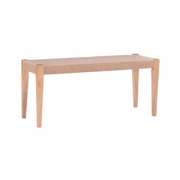 Dining Chairs-Kirkland's Home Woven Rope Wood Dining Bench Tan