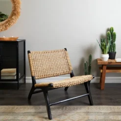 Accent Chairs-Kirkland's Home Woven Seagrass And Teakwood Accent Chair Tan