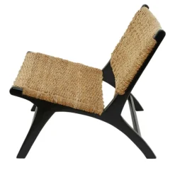 Accent Chairs-Kirkland's Home Woven Seagrass And Teakwood Accent Chair Tan