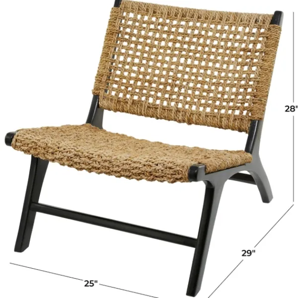 Accent Chairs-Kirkland's Home Woven Seagrass And Teakwood Accent Chair Tan