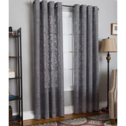 Curtains & Drapes-Kirkland's Home Woven Single Curtain Panel, 84 In. Gray