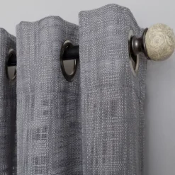 Curtains & Drapes-Kirkland's Home Woven Single Curtain Panel, 84 In. Gray