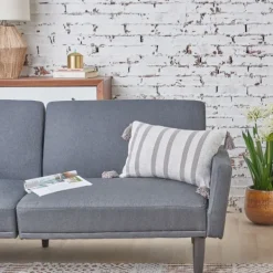 Pillows-Kirkland's Home Woven Tasseled Lumbar Pillow Gray