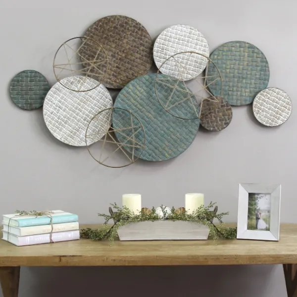 Wall Plaques-Kirkland's Home Woven Textured Metal Plates Wall Sculpture Multi