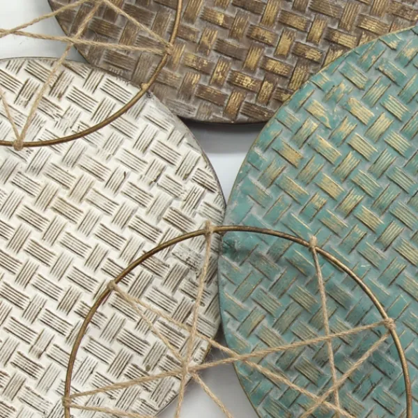 Wall Plaques-Kirkland's Home Woven Textured Metal Plates Wall Sculpture Multi