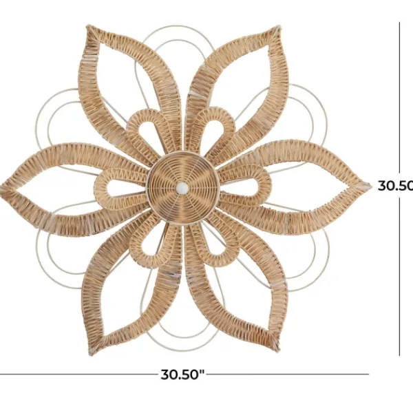 Wall Plaques-Kirkland's Home Woven Wicker And Wire Flower Wall Plaque Tan