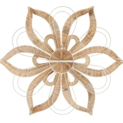 Wall Plaques-Kirkland's Home Woven Wicker And Wire Flower Wall Plaque Tan